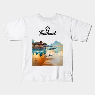 Thailand: Postcard from Thailand the Orchid of Asia on a light (Knocked Out) background Kids T-Shirt